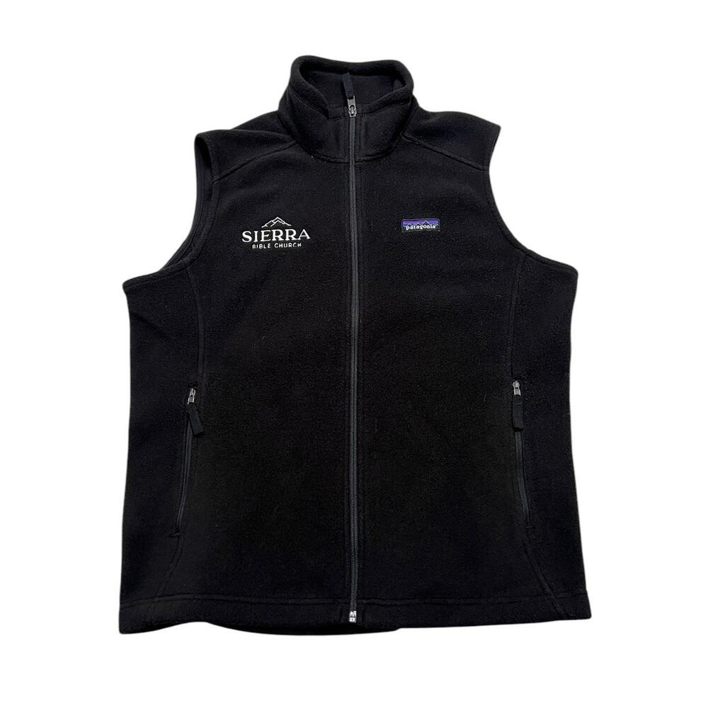 Patagonia Synchilla Fleece Vest Womens L Black Full Zip Sierra Church Logo - Picture 14 of 15